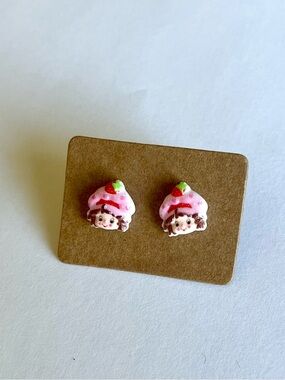 2/$15- Strawberry Shortcake Earrings - Pink & Red Handmade